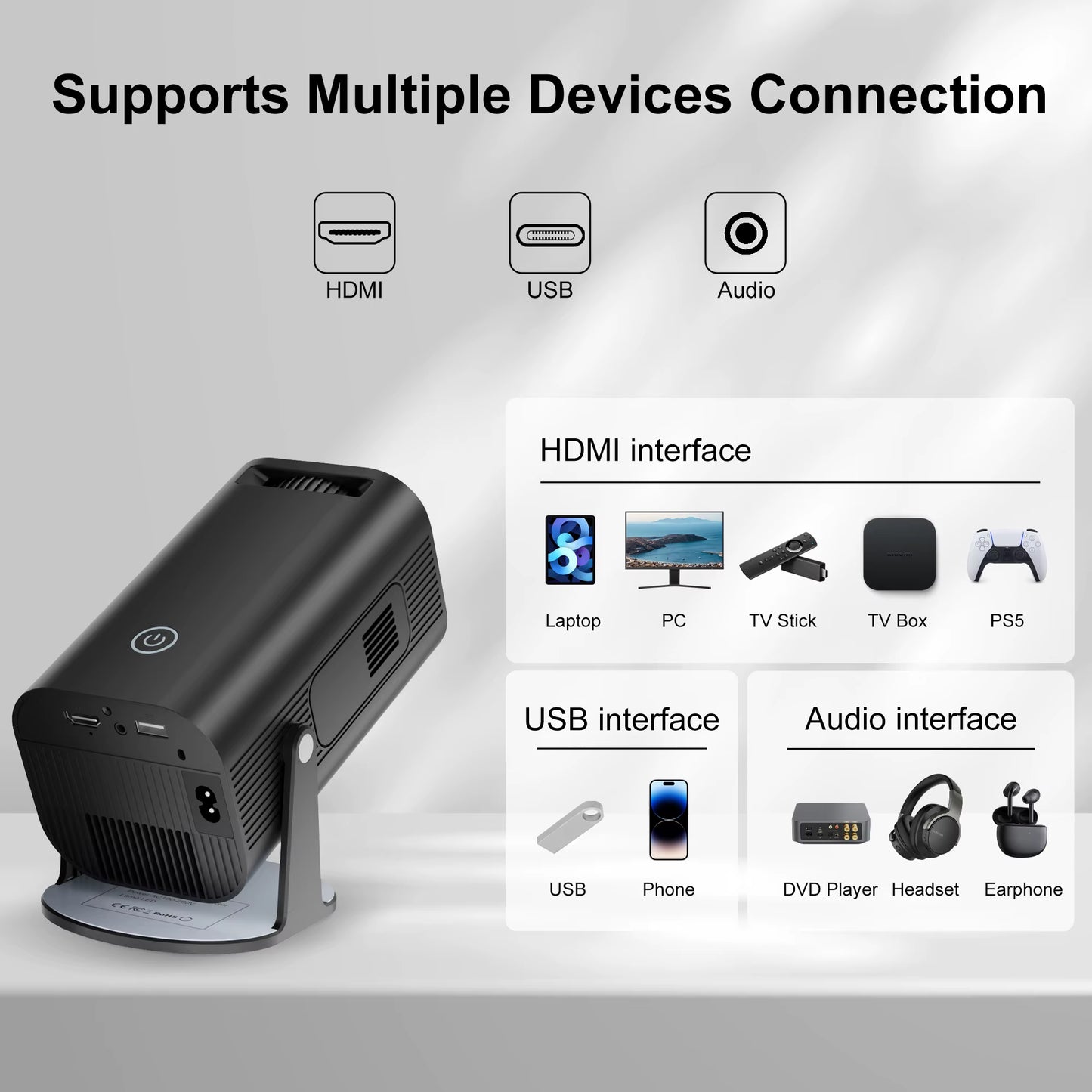 P330 Android 11 280 ANSI Projector 4K 8K Native 1080P Wifi6 BT5.0 Cinema Outdoor Portable Mini Projetor