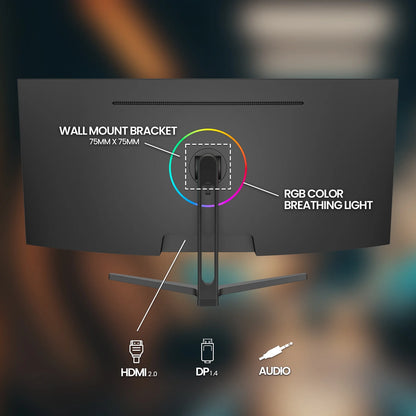 34" 144Hz Ultrawide Curved Gaming Monitor ,WQHD 3440 * 1440P, 21:9 1500R Computer Monitor, 1Ms(Gtg) with Adaptive Sync, 99% SRGB, DP & HDMI Port, Black